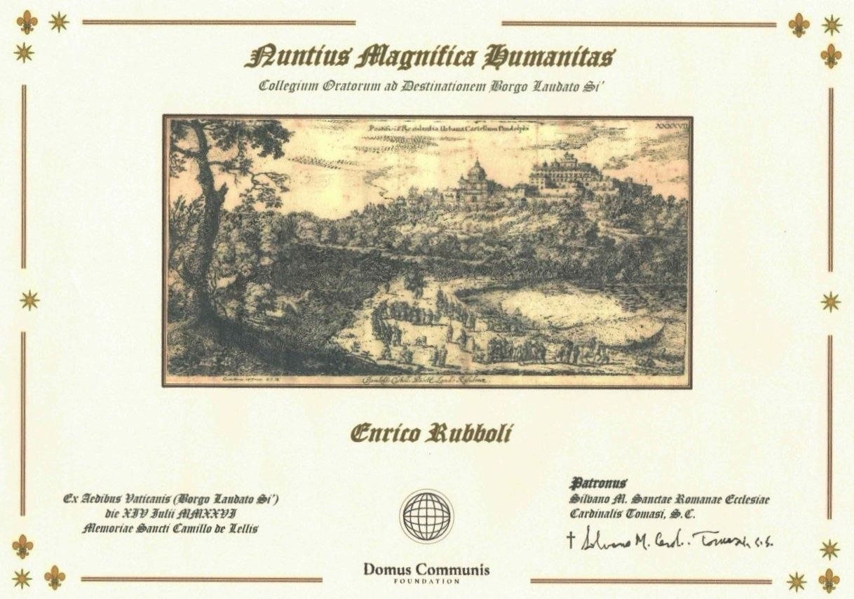 The Nuntius Magnifica Humanitas honorific, issued "ex aedibus Vaticanis" at Borgo Laudato Si' on 14 July 2026 and signed by Cardinal Silvano Maria Tomasi.