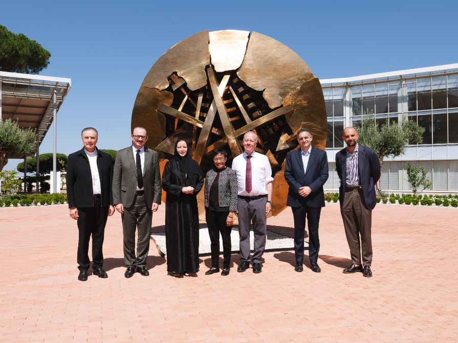 Enrico Rubboli at the Global Nobel Laureates Assembly on AI and Nuclear War, Borgo Laudato Si', Castel Gandolfo, July 2026.